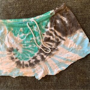 Aerie Green and Gray Tie-Dye Shorts